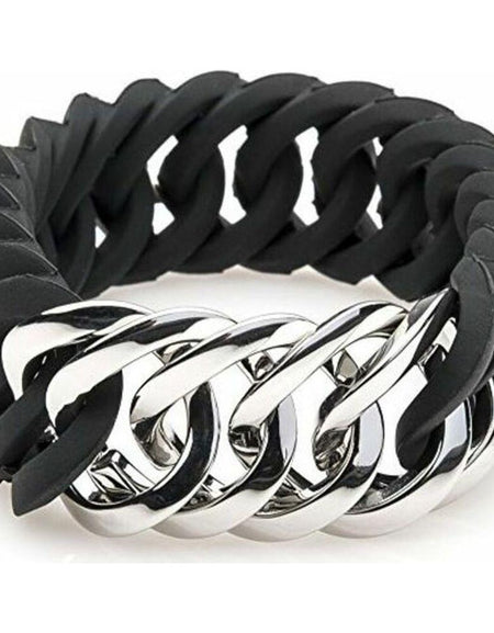 Bracelet TheRubz 100173 Black Silicone Stainless steel Silver Steel/Silicone-0