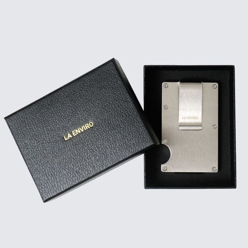 Load image into Gallery viewer, Minimalist Metal Wallet I Brushed Silver-4
