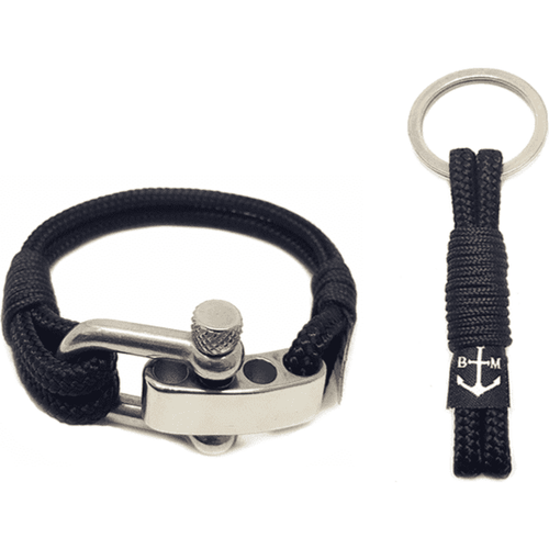 Load image into Gallery viewer, Adjustable Shackle Black Nautical Bracelet and Keychain-0
