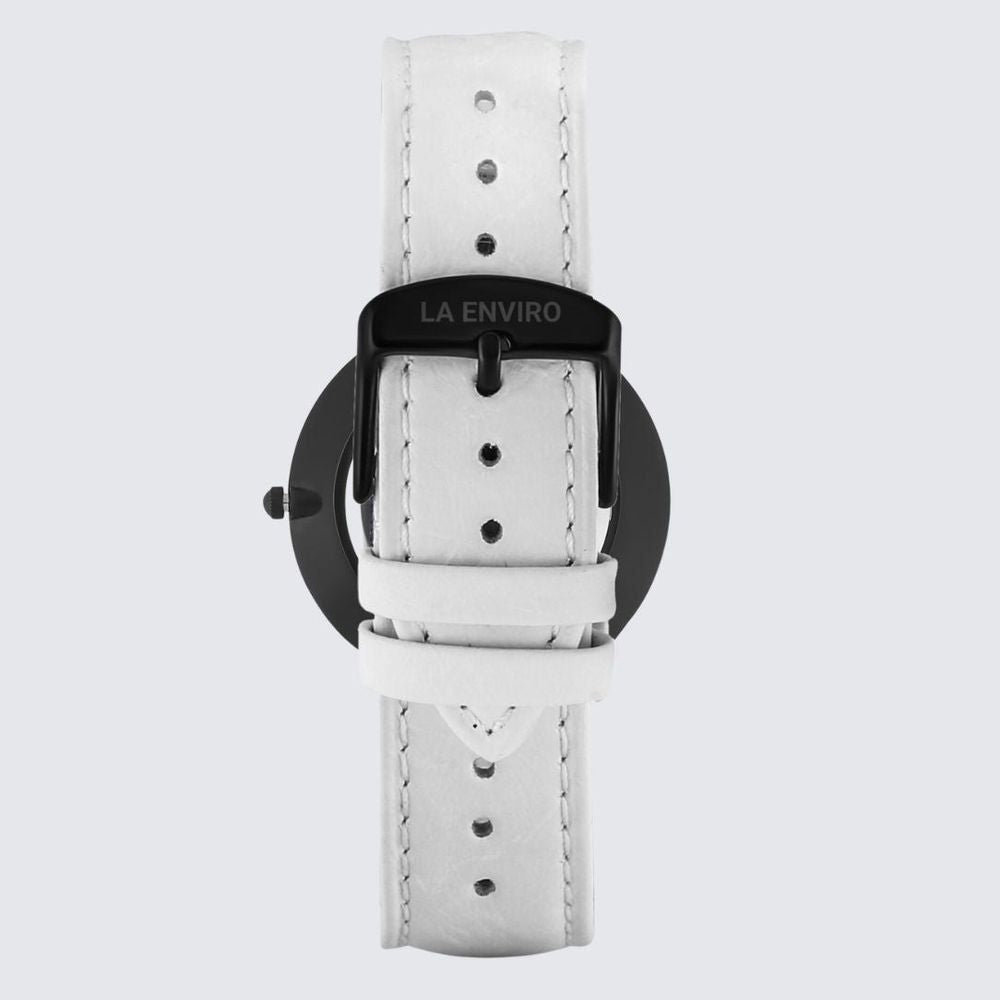 Black Marble Watch With White Pineapple Leather Strap I 40 MM-2