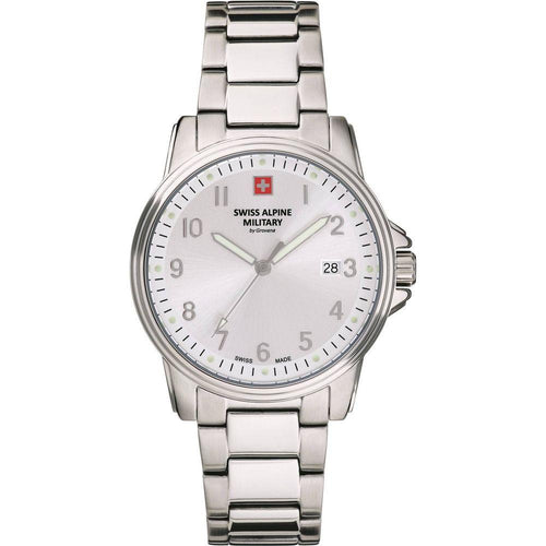 Load image into Gallery viewer, Swiss Alpine Military By Grovana Leader Silver Dial Quartz 7011.1132 100M Men&#39;s Watch
