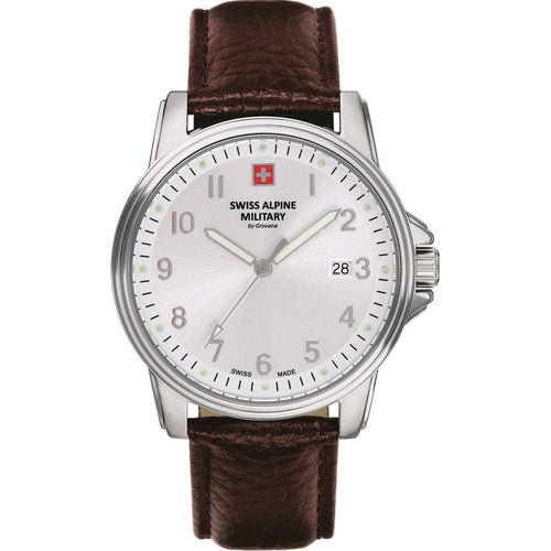 Load image into Gallery viewer, Swiss Alpine Military By Grovana Leader Silver Dial Quartz 7011.1532 100M Men&#39;s Watch
