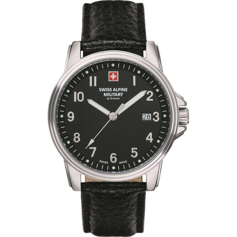 Swiss Alpine Military By Grovana Leader Black Dial Quartz 7011.1537 100M Men's Watch