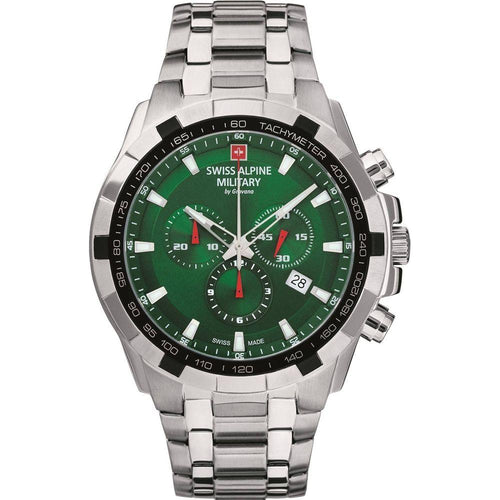 Load image into Gallery viewer, Swiss Alpine Military By Grovana Star Fighter Chronograph Green Dial Quartz 7043.9134 100M Men&#39;s Watch
