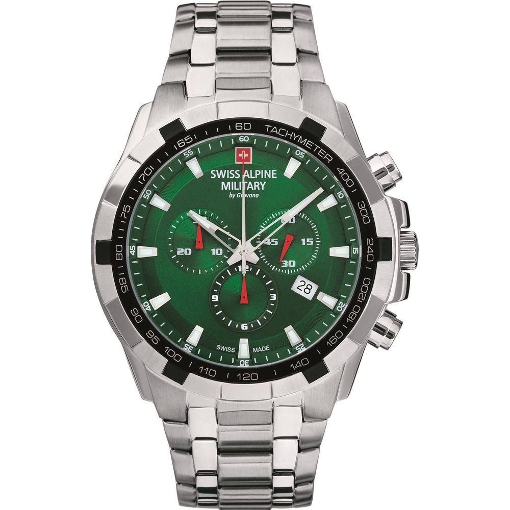 Swiss Alpine Military By Grovana Star Fighter Chronograph Green Dial Quartz 7043.9134 100M Men's Watch