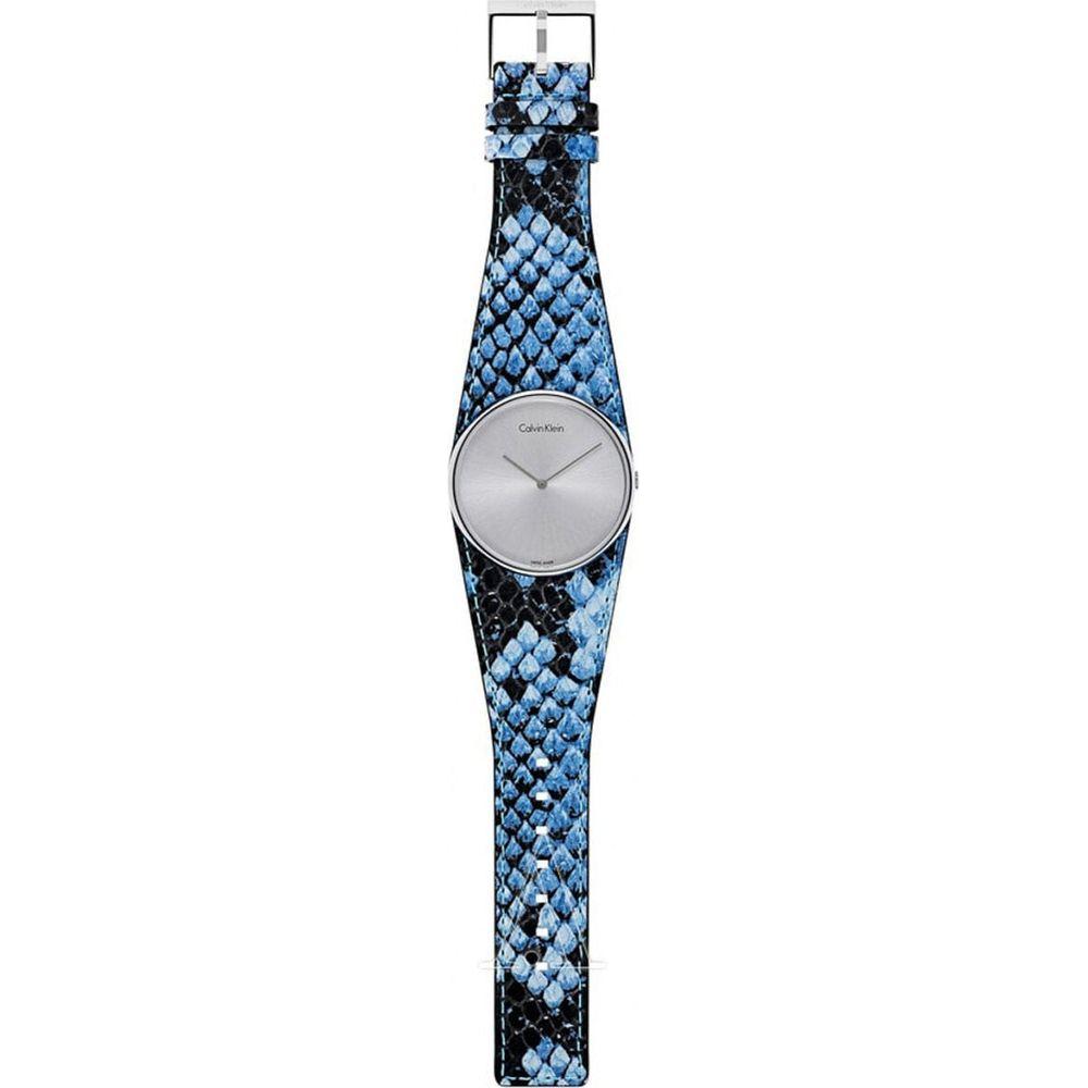 Calvin Klein Women's Blue Leather Strap Replacement - Elegant and Versatile Watch Band for Women