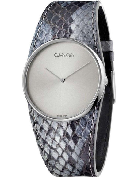 Calvin Klein Women's Grey Leather Watch Strap Replacement - Timeless Elegance Collection