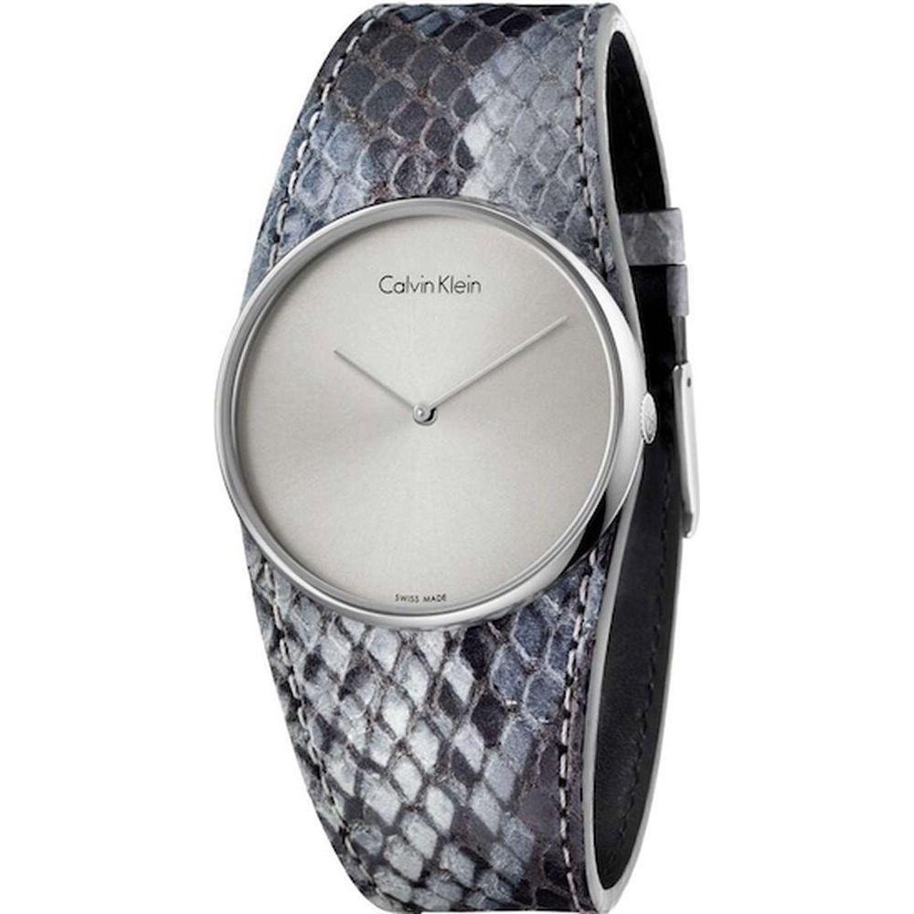 Calvin Klein Women's Grey Leather Watch Strap Replacement - Timeless Elegance Collection