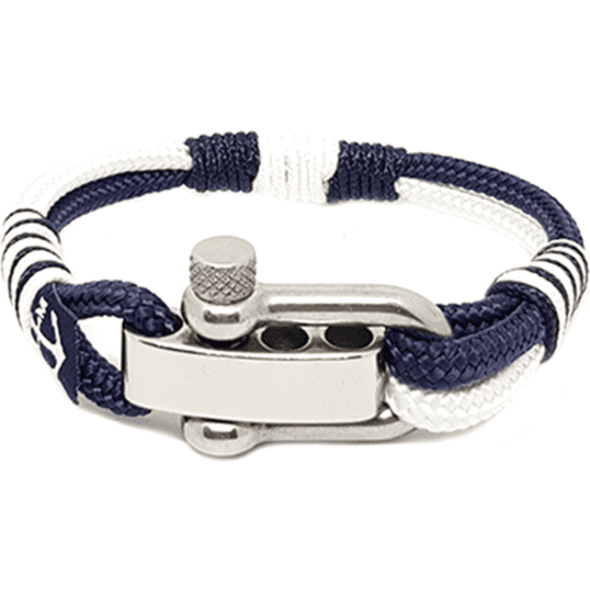 Adjustable Shackle Blue-White Nautical Bracelet-0