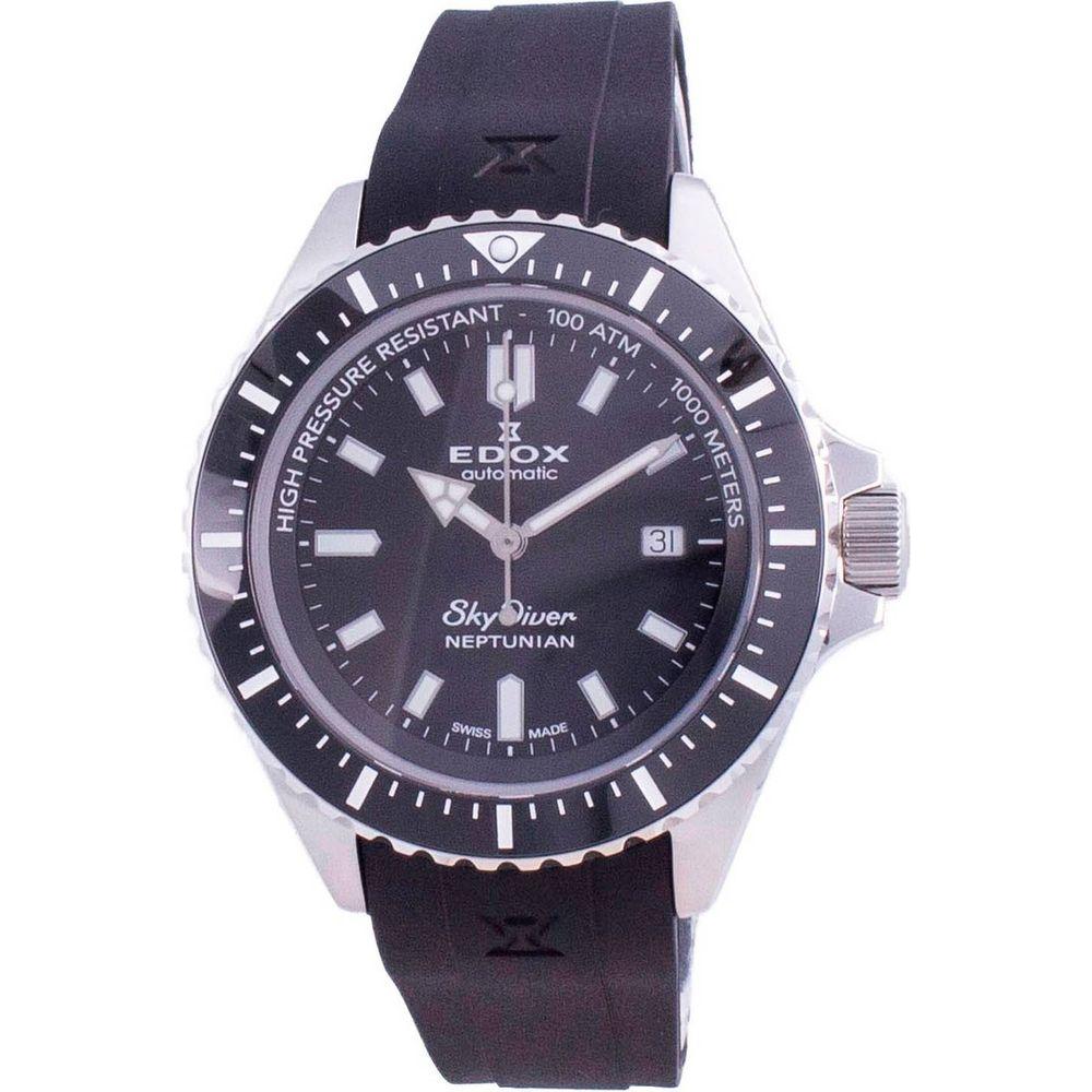 Edox Skydiver Automatic Diver's Watch - Model 1000M: Men's Black Underwater Timepiece