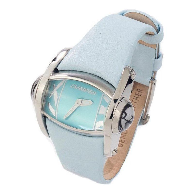 Chronotech CT7681L-01 Ladies' Blue Leather Strap Watch (Ø 43 mm) - Elegant Replacement Blue Leather Watch Strap for Ladies (43 mm)