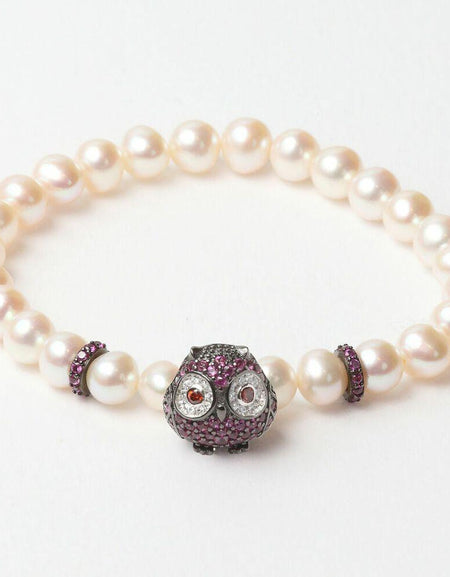 Ladies'Bracelet Lancaster JLA-BR-OWL-5-WH Purple White Sterling silver 16 mm-0
