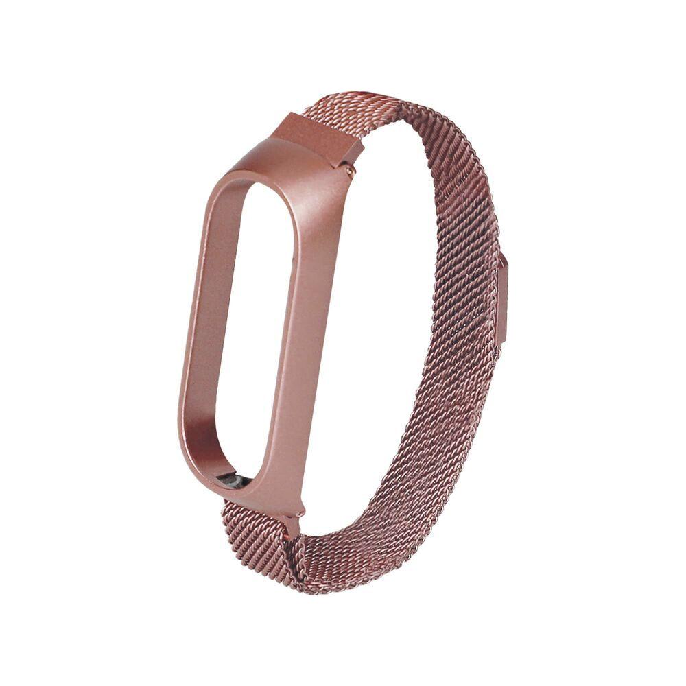 Elegant Pink Rose Gold Stainless Steel Watch Strap Replacement for Xiaomi Mi Band 5/6 - Women's