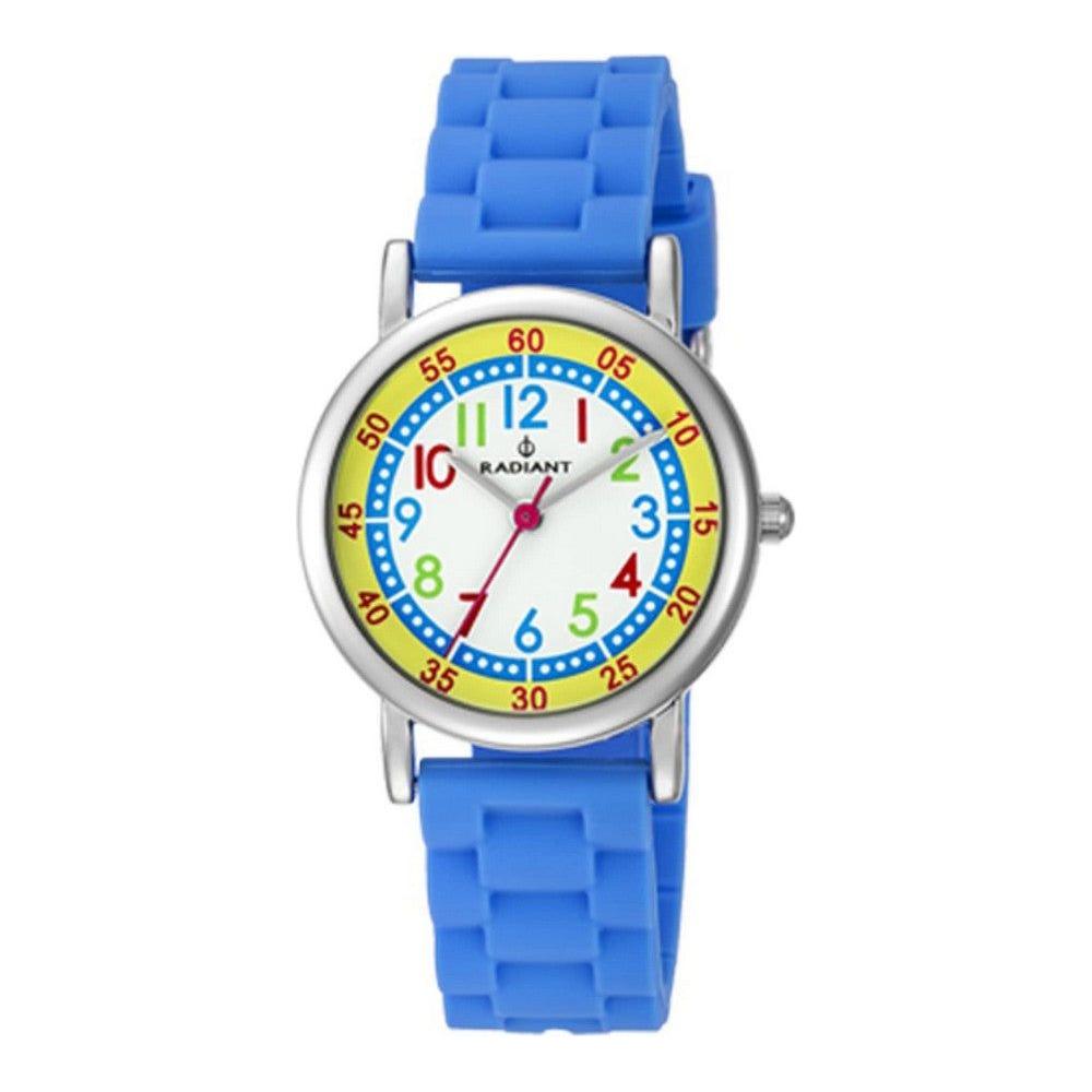 Radiant Blue Silicone Strap Quartz Watch - Model RA466603, Infant, Silver Metal Case - Ø 32 mm
