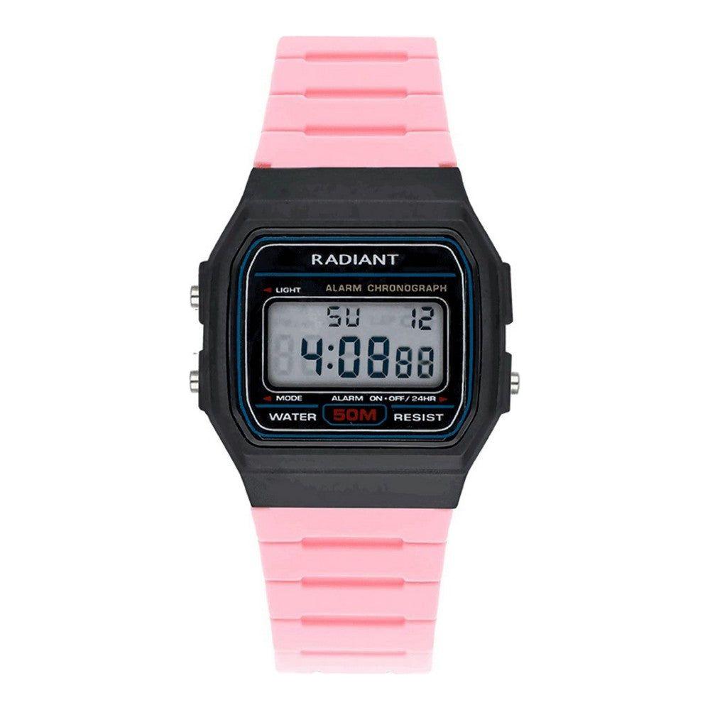 Radiant Women's RA561604 Quartz Watch, Ø 35mm, Pink Silicone Strap, Black Dial