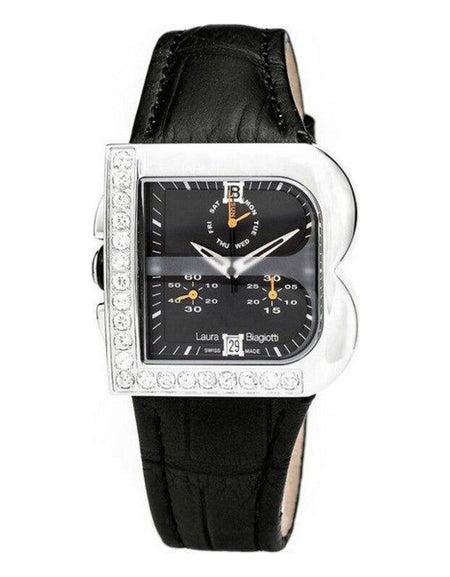 Laura Biagiotti LB0002-CN-2 Women's Black Leather Watch Strap Replacement