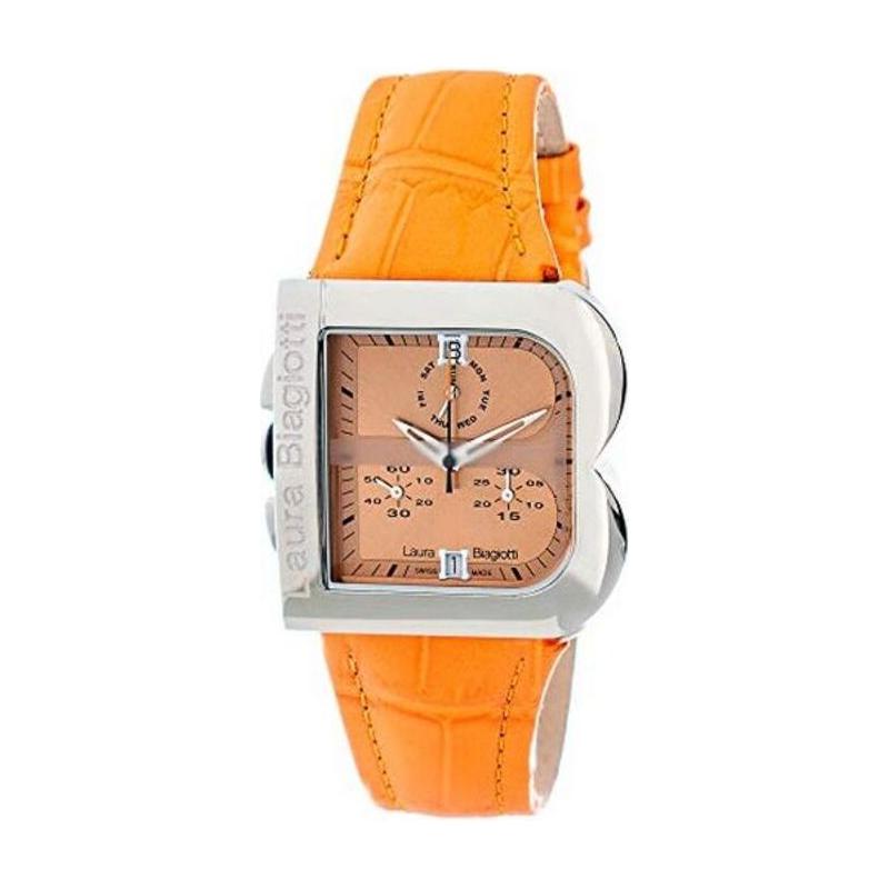 Laura Biagiotti LB0002L-NA Women's Vibrant Orange Leather Watch Strap Replacement