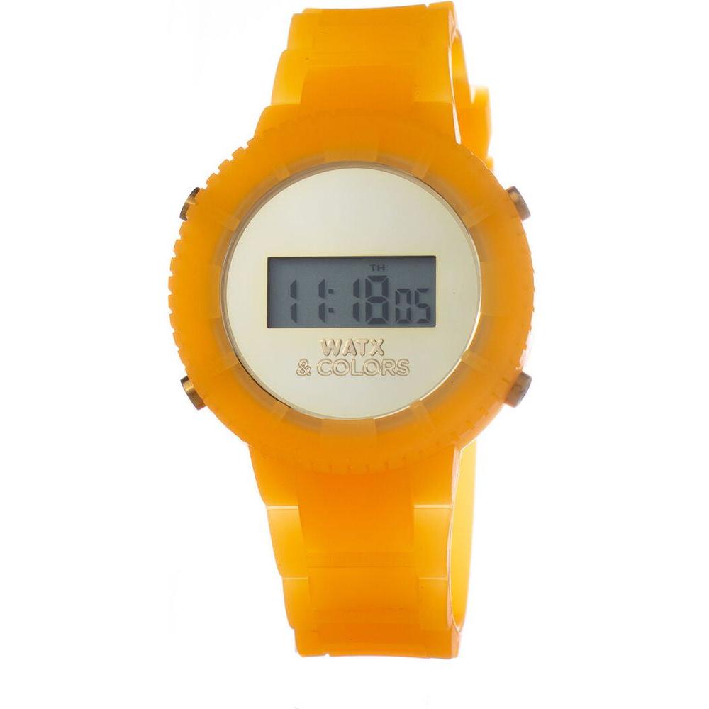 Watx Ladies' Quartz Wristwatch COWA1044-RWA1035 - Golden Dial, Orange Silicone Strap, Ø 43mm