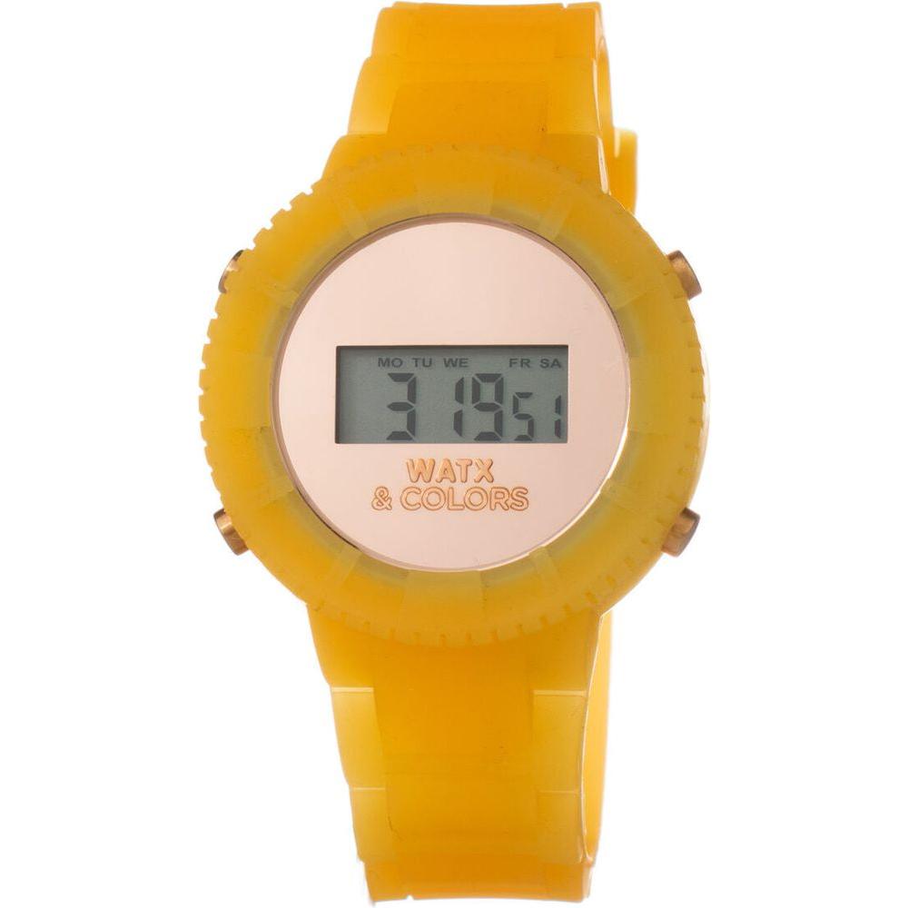 Introducing the Watx Ladies' Quartz Wristwatch COWA1044-RWA1036: Pink Dial, Orange Silicone Strap - The Ultimate Fashion Statement for Women!