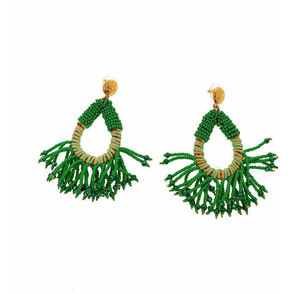 Ladies'Earrings Lola Casademunt Green Fringe-0