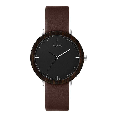 Load image into Gallery viewer, MAM Unisex Wristwatch MAM627 (Ø 39 mm) - Brown Leather Strap, Black Dial
