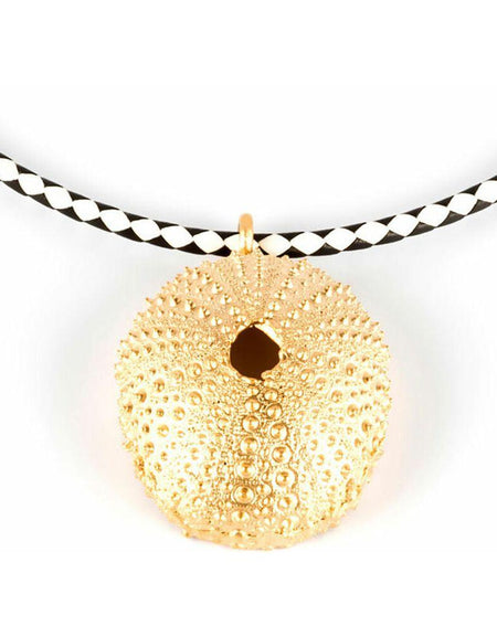 Ladies' Necklace Shabama Trenc Luxe Brass Bathed in golden flash Leather 38 cm-0