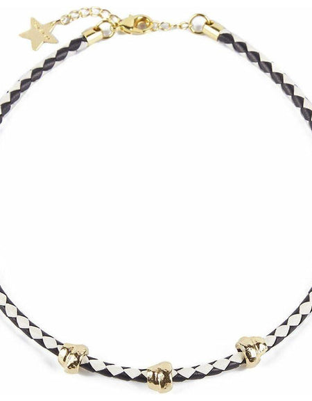 Ladies' Necklace Shabama Namibia Brass gold-plated Leather 38 cm Set 3 Pieces-0