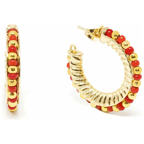 Load image into Gallery viewer, Ladies&#39; Earrings Shabama Etiopia Brass gold-plated Red 2 cm-0
