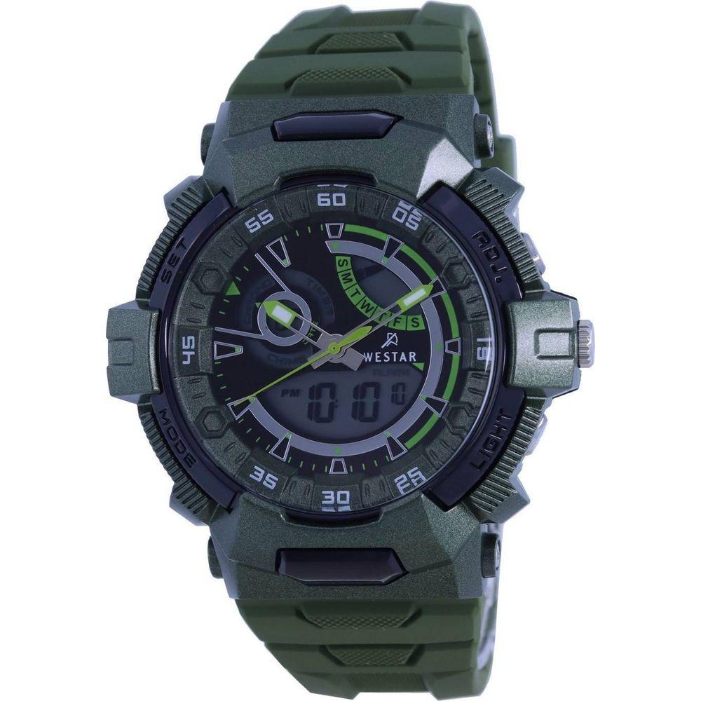 Westar Men's Chronograph Quartz Watch 85000 PTN 003 - Black Dial, Silicon Strap