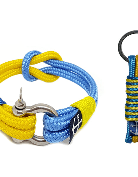 Yellow and Blue Rope Bracelet and Keychain-0