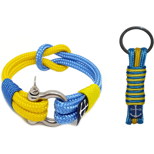 Yellow and Blue Rope Bracelet and Keychain-0