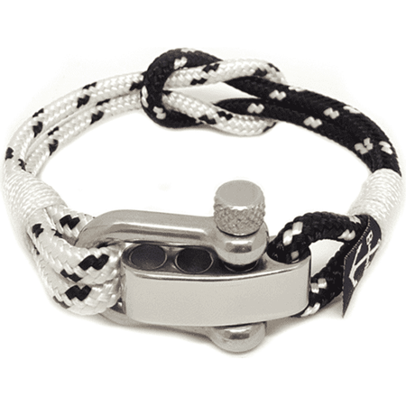 Adjustable Shackle Black and White Bracelet-0