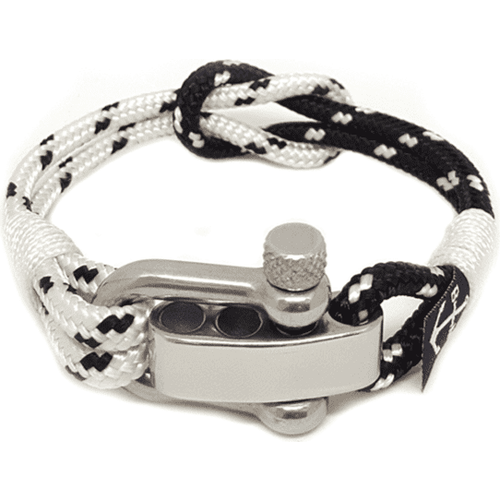Load image into Gallery viewer, Adjustable Shackle Black and White Bracelet-0
