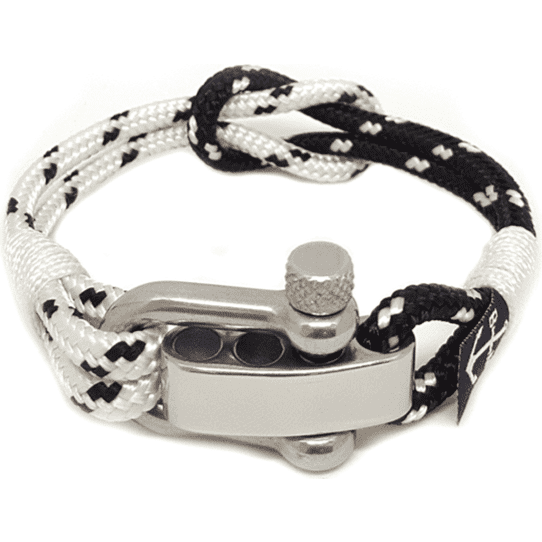 Adjustable Shackle Black and White Bracelet-0