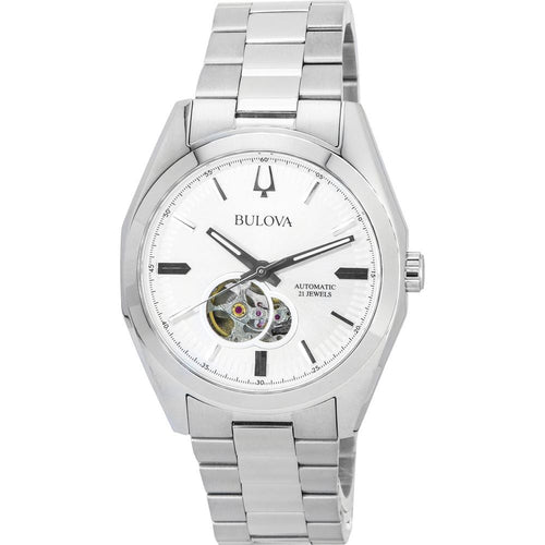 Load image into Gallery viewer, Bulova Surveyor Expansion Men&#39;s Automatic Watch - Silver Dial, Open Heart Design (Model Number: BUL-EXP-MEN-AUTO-SIL)

Introducing the Bulova Surveyor Expansion Men&#39;s Automatic Watch - Model BUL-EXP-MEN-AUTO-SIL, Silver Dial, Open Heart Design
