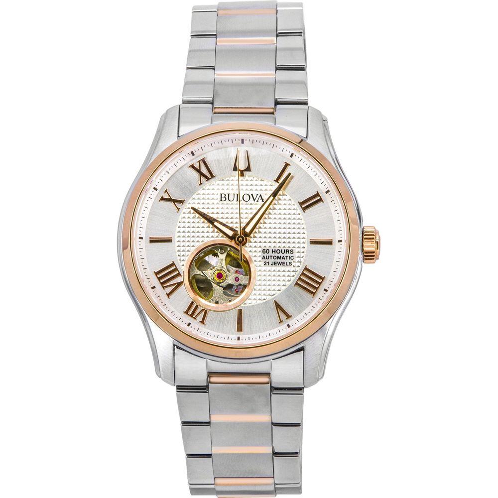Wilton Classic Two Tone Stainless Steel Open Heart Silver Dial Automatic Men's Watch - Model WLT-8315, Silver/Two Tone