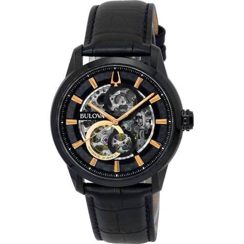 Load image into Gallery viewer, TimeMaster TM-1001 Black Skeleton Dial Automatic Men&#39;s Watch in Elegant Black
