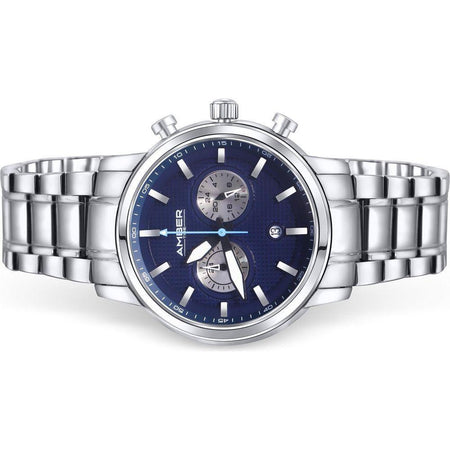 Amber Time Men's Quartz Chronograph Watch Stainless Steel Band 50m ATL160810-03BL-1