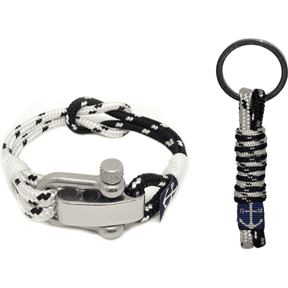 Adjustable Shackle Black & White Bracelet & Keychain-0