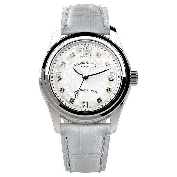 Armand Nicolet Women's M03 Diamond Accents Silver Mother Of Pearl Automatic Watch A151BAA-AN-P882BC8, White