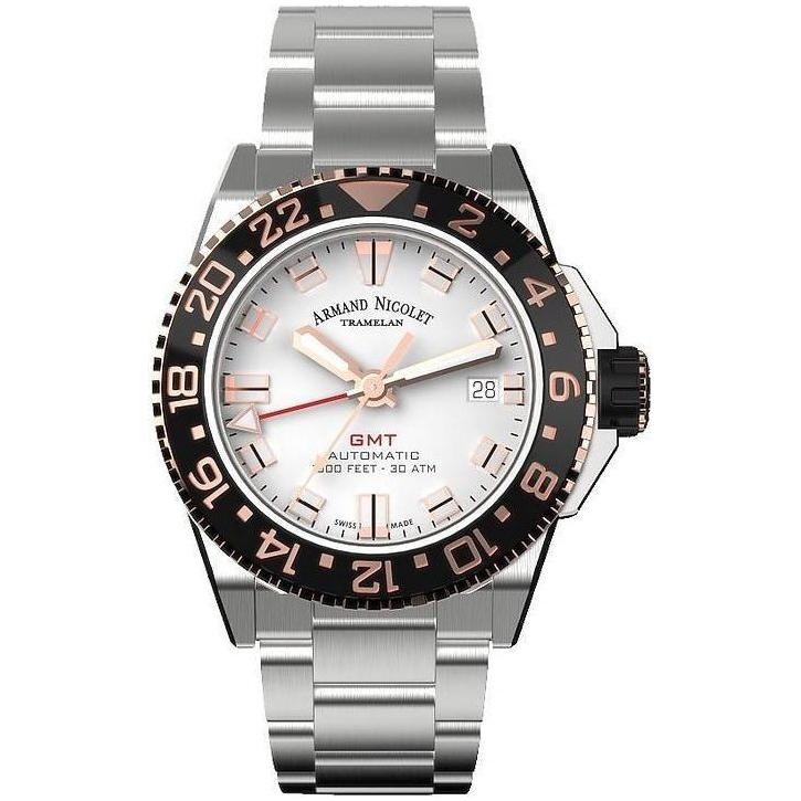 Armand Nicolet Men's Diver's Automatic Watch JS9-41 Silver/Black
