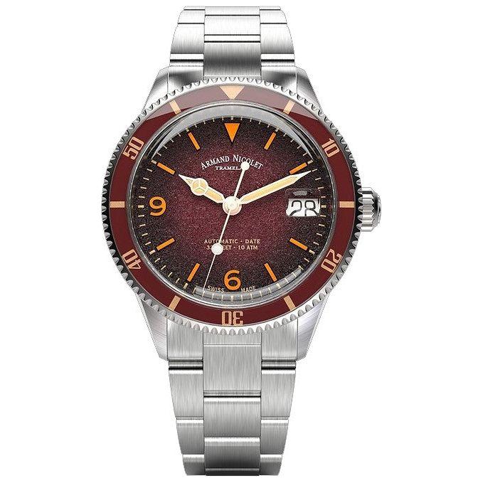 Armand Nicolet Tramelan Men's Automatic Watch A500AXAA-XS-BMA500A Burgundy Dial Stainless Steel
