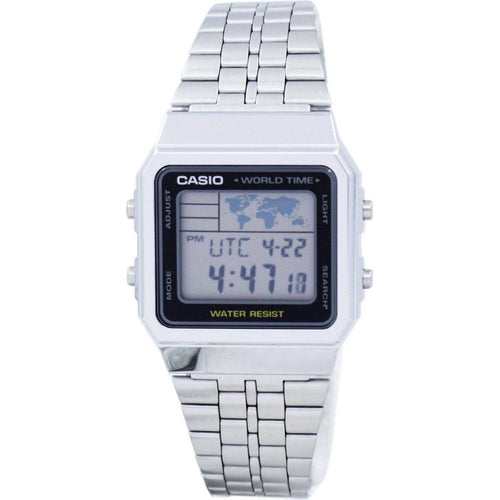 Load image into Gallery viewer, Casio Men&#39;s World Time Alarm Digital Watch - Model WTA-1001, Black Resin and Stainless Steel
