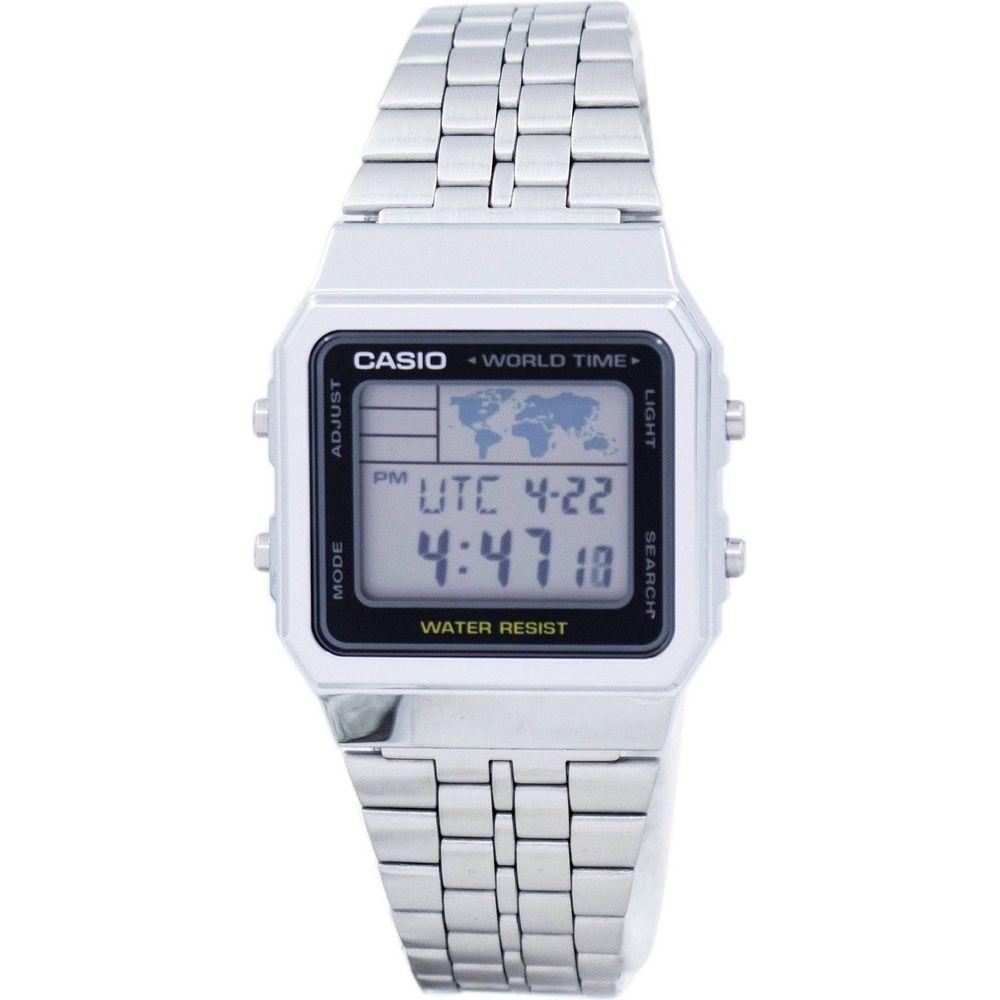 Casio Men's World Time Alarm Digital Watch - Model WTA-1001, Black Resin and Stainless Steel