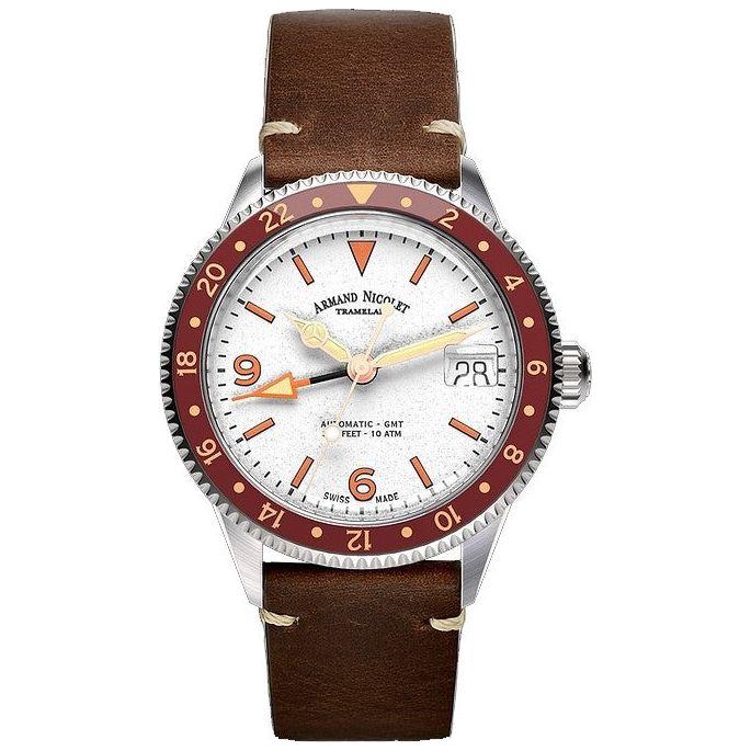 Armand Nicolet Tramelan Men's GMT Watch A506AXAA-AS-BP19500MAC Silver Dial