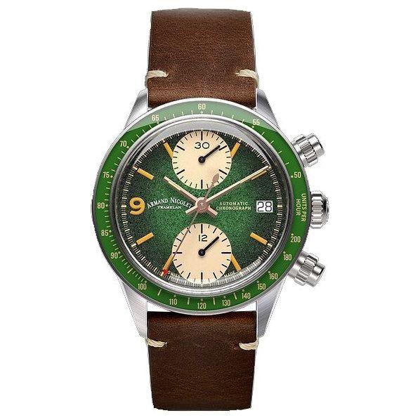 Armand Nicolet Tramelan VS1 Chronograph Men's Watch - Green Dial, A510AVAA-VS-BP19500MAC