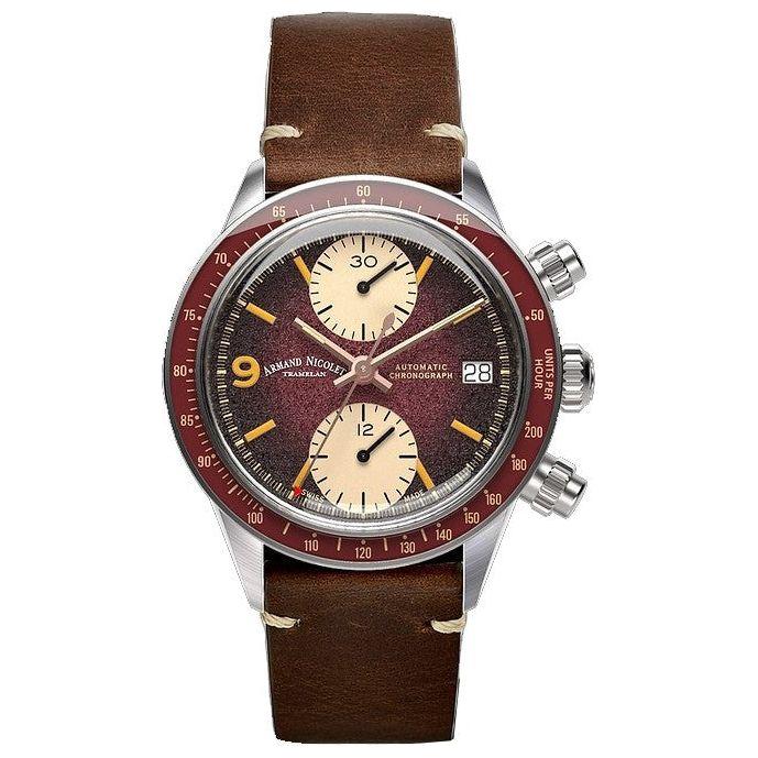 Armand Nicolet Tramelan Men's GMT Chronograph Watch (Model A510AXAA-XS-BP19500MAC) - Burgundy