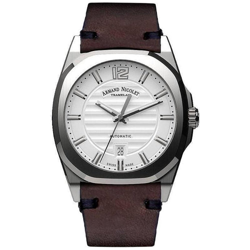 Load image into Gallery viewer, Armand Nicolet Tramelan J09 Men&#39;s Automatic Watch A660AAA-AG-PK4140TM Silver Dial, Calf Leather Strap
