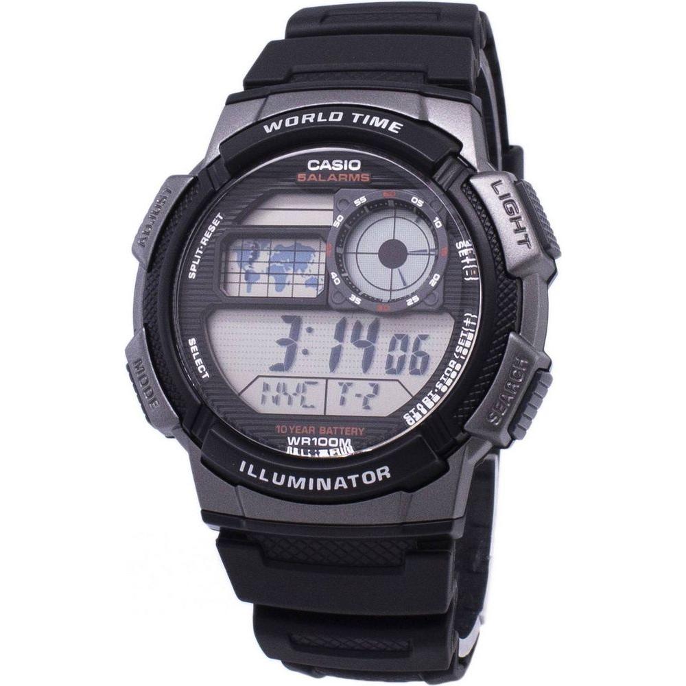 Casio Men's World Time Explorer AE-1000W-1BV Digital Watch in Black