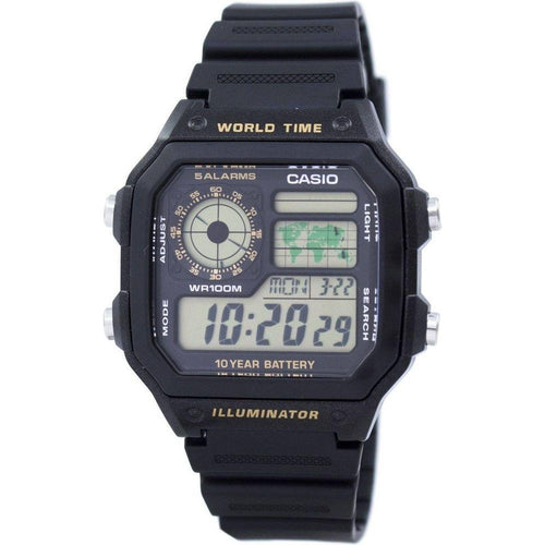 Load image into Gallery viewer, Casio Time Traveler AE-1200WH-1BV Men&#39;s Digital Watch - Sleek Resin Design, Multi-Functionality, Black
